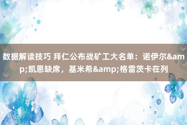 数据解读技巧 拜仁公布战矿工大名单：诺伊尔&凯恩缺席，基米希&格雷茨卡在列