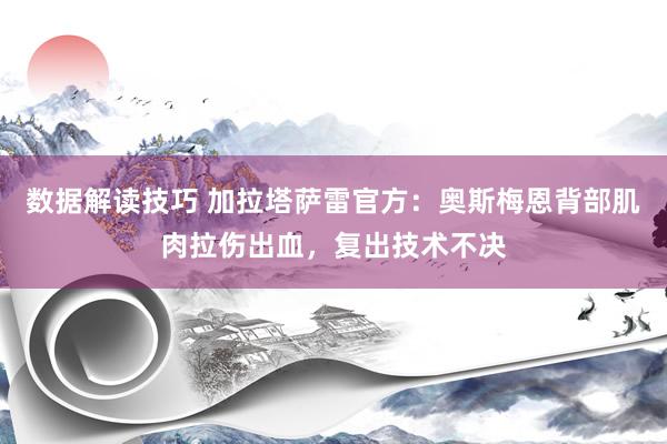 数据解读技巧 加拉塔萨雷官方：奥斯梅恩背部肌肉拉伤出血，复出技术不决