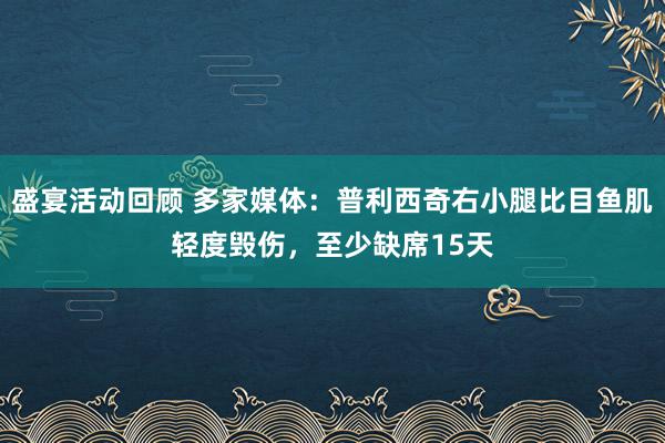 盛宴活动回顾 多家媒体：普利西奇右小腿比目鱼肌轻度毁伤，至少缺席15天