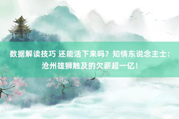 数据解读技巧 还能活下来吗？知情东说念主士：沧州雄狮触及的欠薪超一亿！