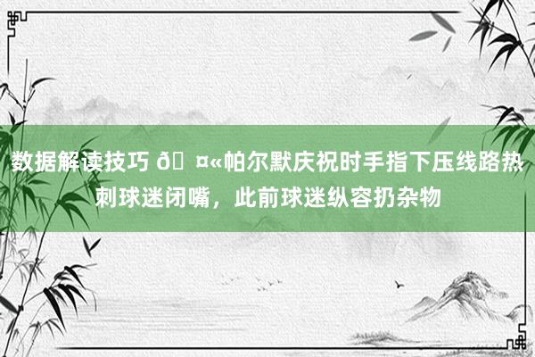 数据解读技巧 🤫帕尔默庆祝时手指下压线路热刺球迷闭嘴，此前球迷纵容扔杂物