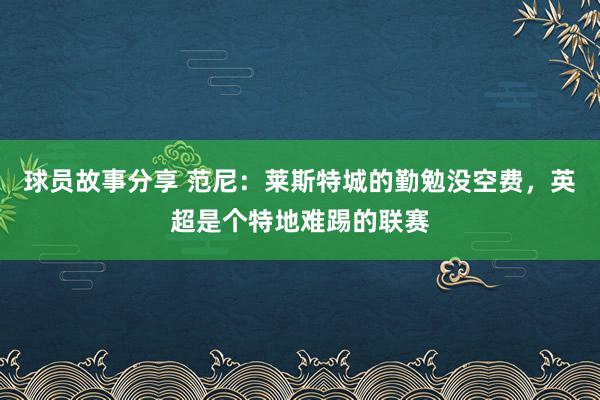 球员故事分享 范尼：莱斯特城的勤勉没空费，英超是个特地难踢的联赛